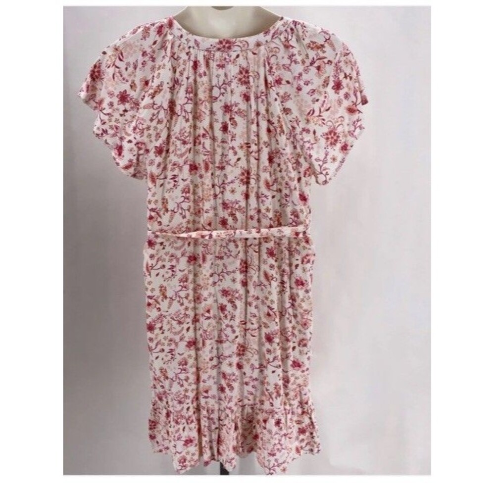 LUCKY BRAND DRESS SIZE L BOHO FLORAL COTTAGE BUTTON UP BELTED RAGLAN SLEEVE NWOT - Picture 8 of 12